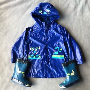 Monster Rain Boots (Size 9) and Jacket (Size 4T)